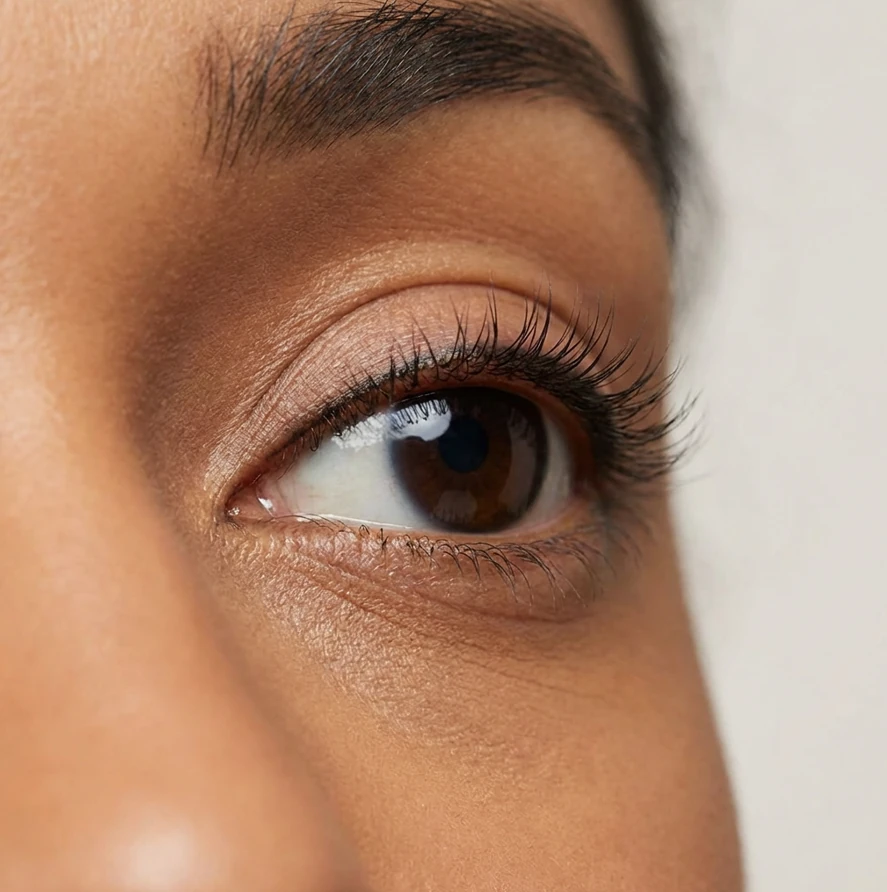 Verheiltes Ergebnis einer Wimpernkranzverdichtung: Dichter Wimpernkranz ohne sichtbaren Eyeliner