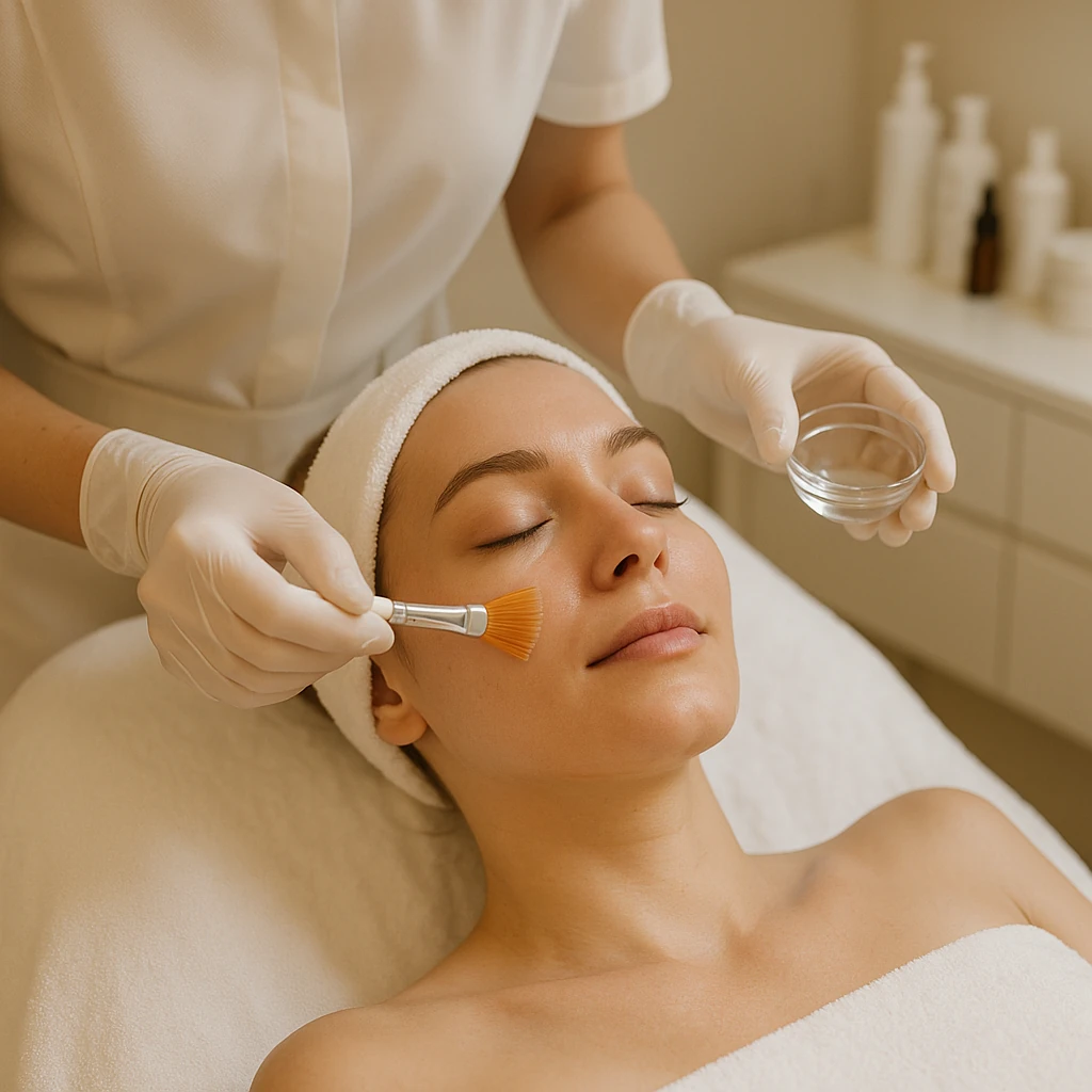 بشرة مشرقة بعد علاج أحماض الفواكه