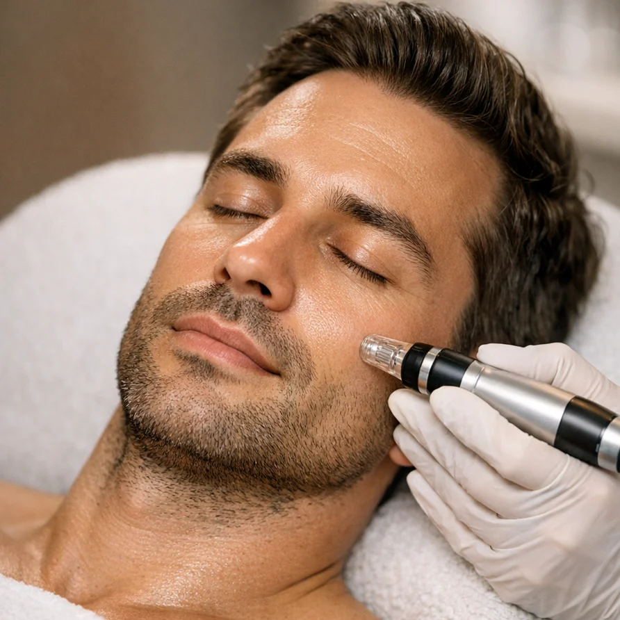 Microneedling für Männer bei Narben und Falten