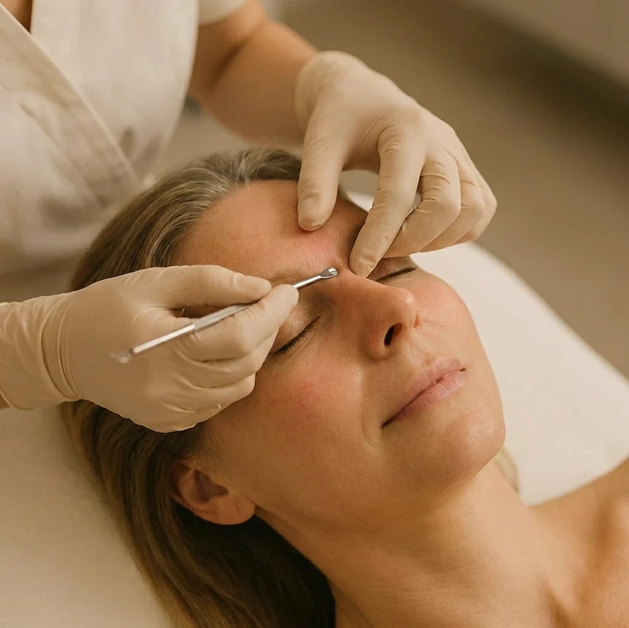 Professionelle manuelle Ausreinigung bei der Premium LUX Gesichtsbehandlung