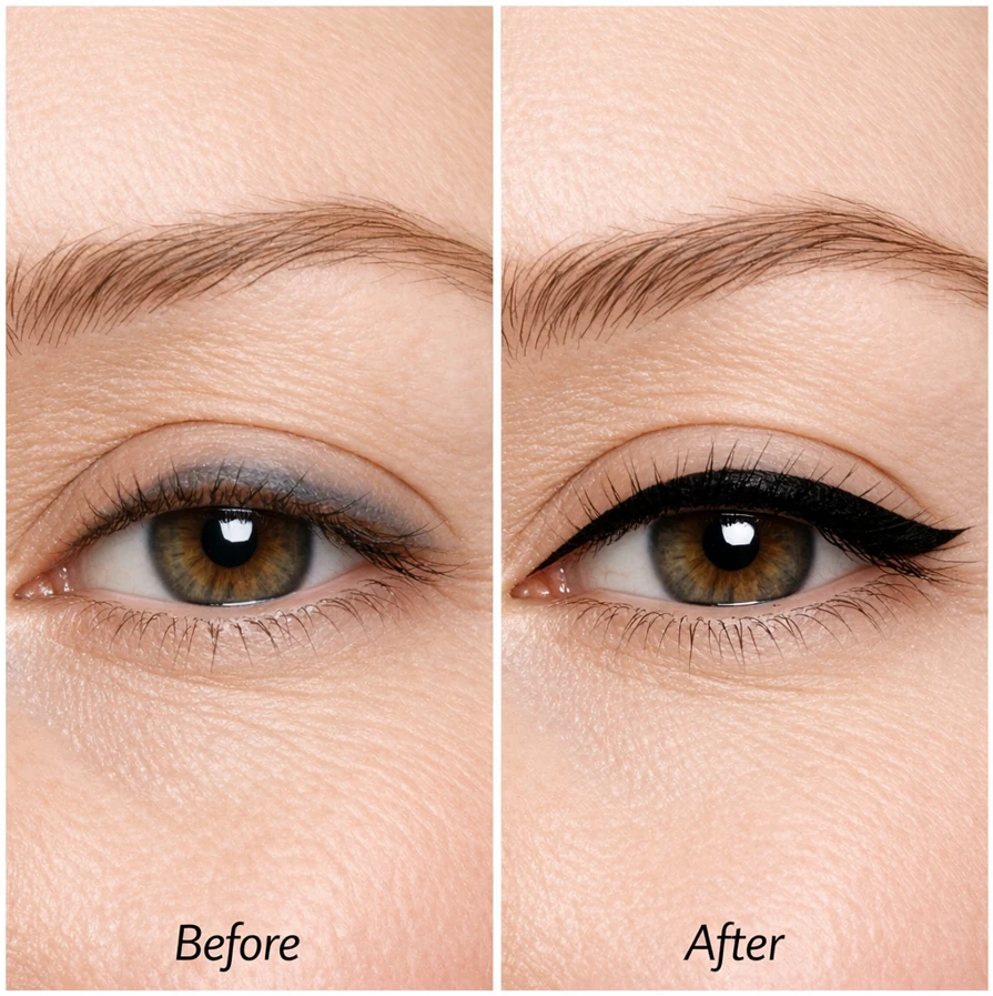 Lidstrich Permanent Make-up Auffrischen Berlin – vorher nachher