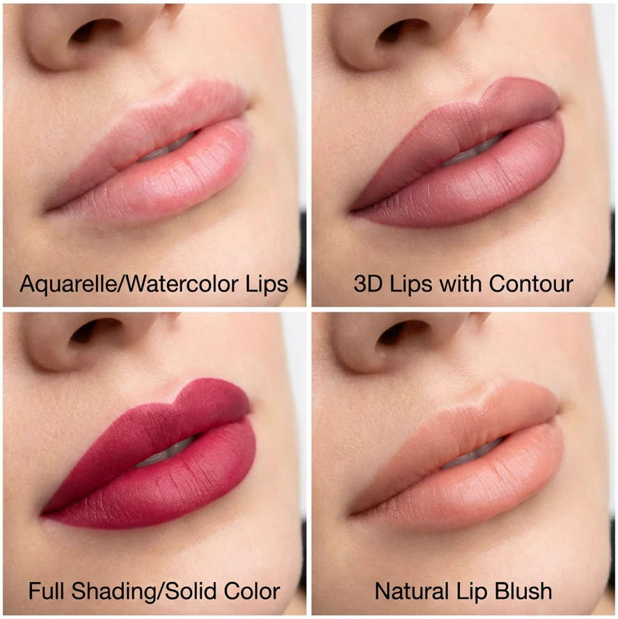 Verschiedene Lippen Permanent Make-up Techniken im Vergleich