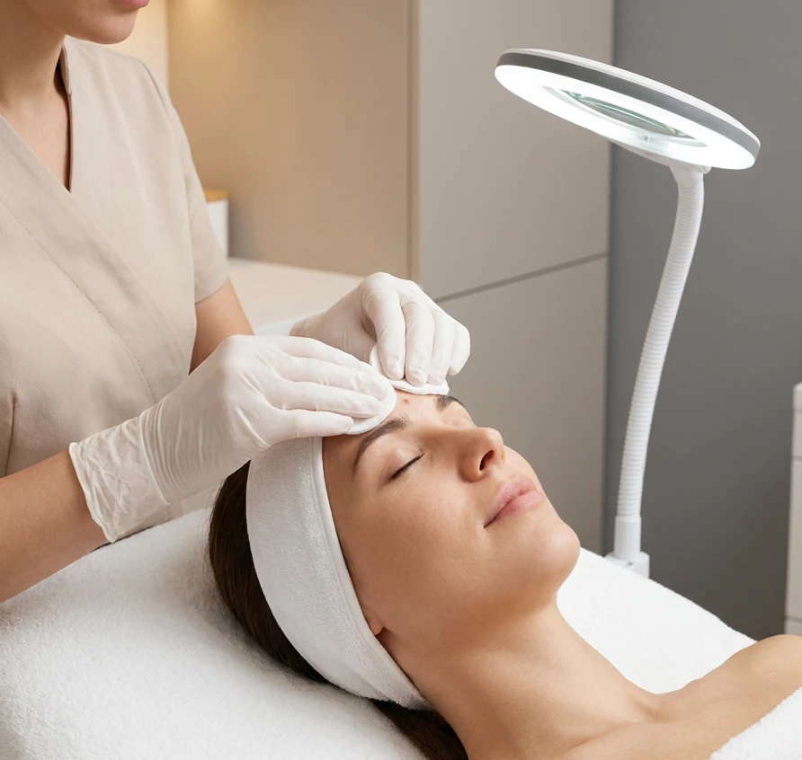 Professionelle Gesichtsreinigung mit Dampf und Extraktion