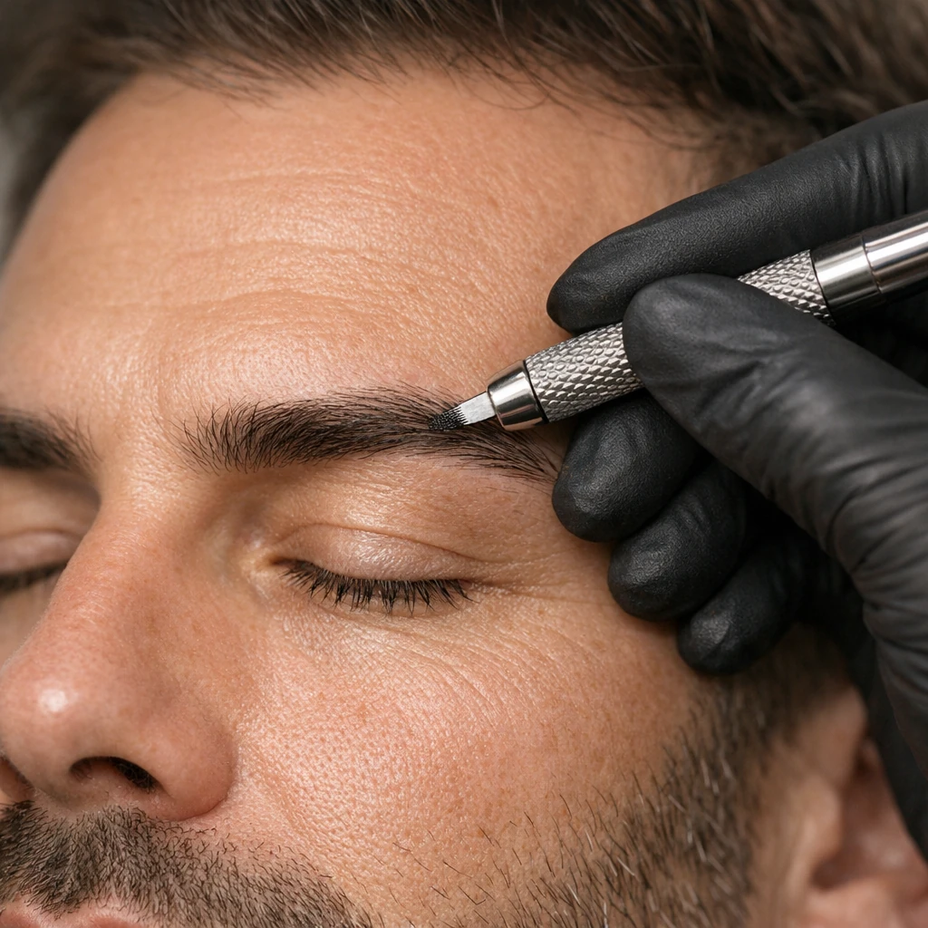 Microblading-Technik für Männer – feine Härchennachzeichnung durch Olga Keller in Berlin