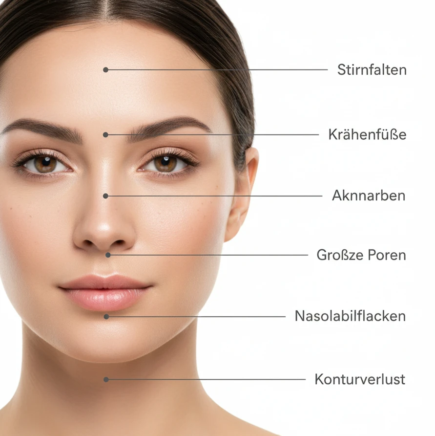 Microneedling Behandlungszonen im Gesicht