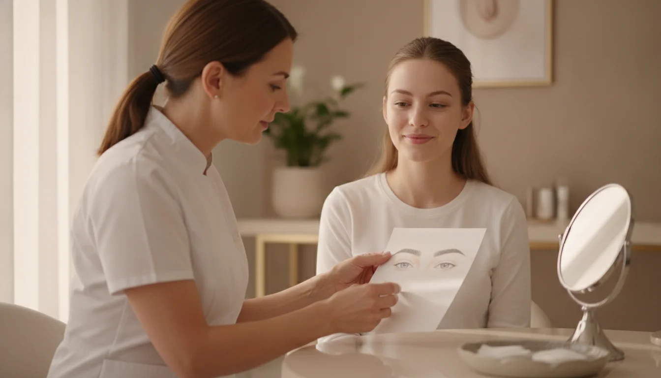 Permanent makeup eyebrows after chemotherapy consultation in Berlin with Olga Keller