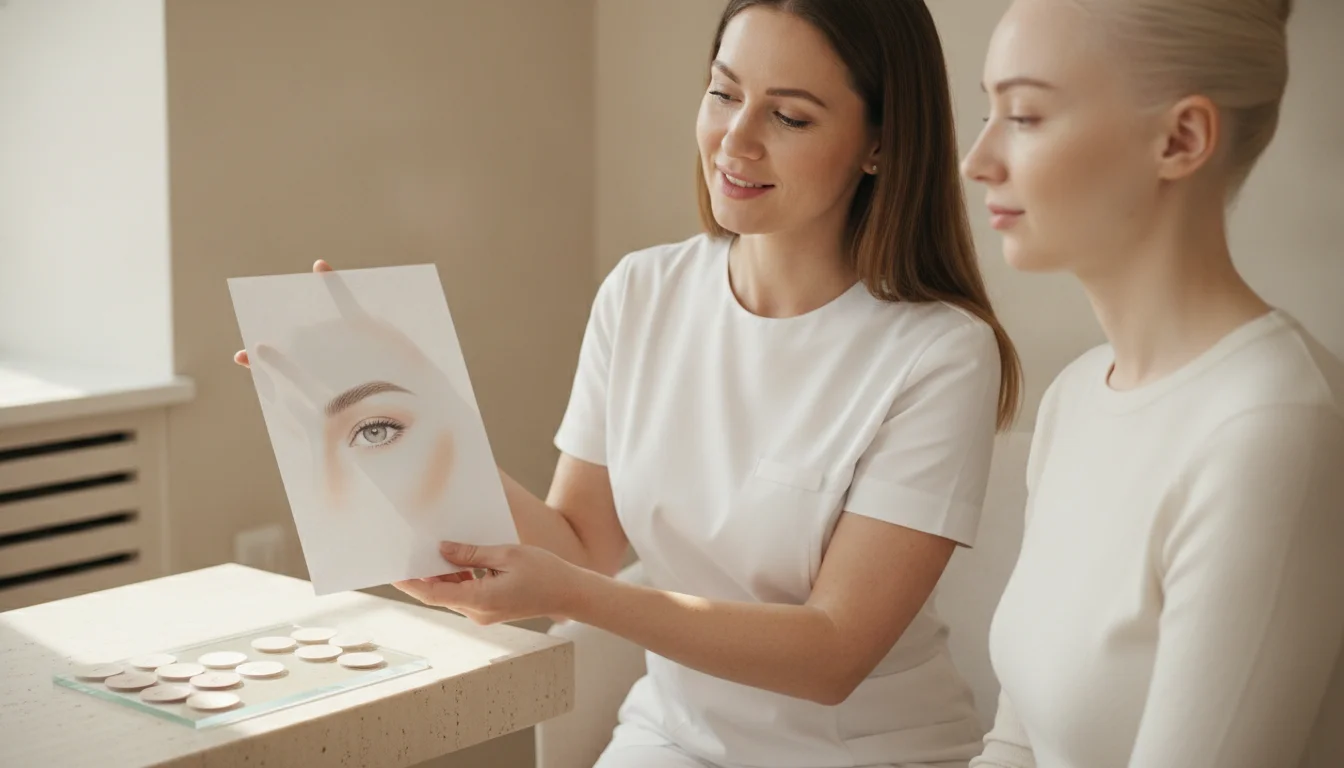 Permanent makeup eyebrow consultation for alopecia in Berlin with Olga Keller