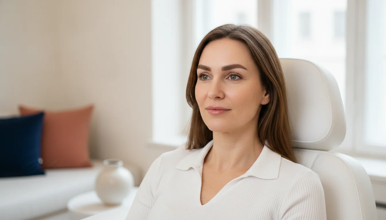 Relaxed consultation before a microblading refresh with Olga Keller in Berlin