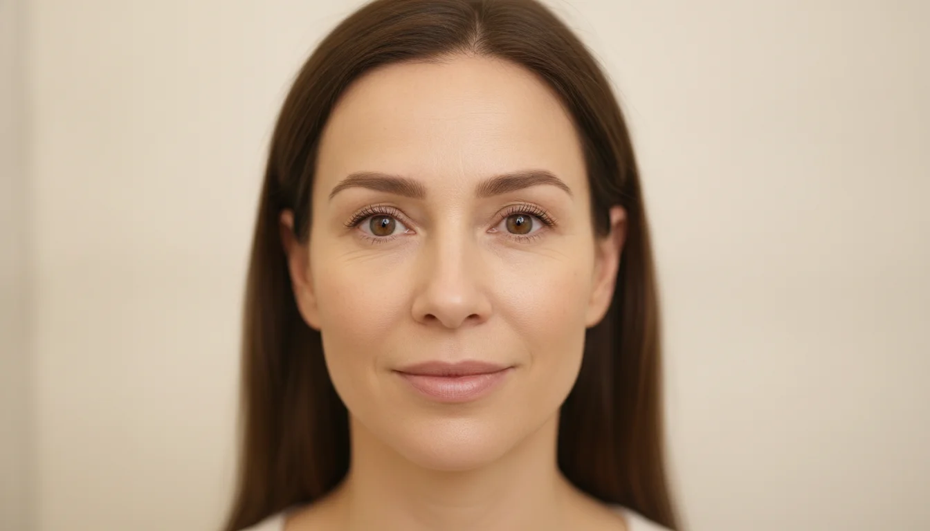 Olga Keller beurteilt Haut und Farbe vor einer Permanent-Make-up-Auffrischung