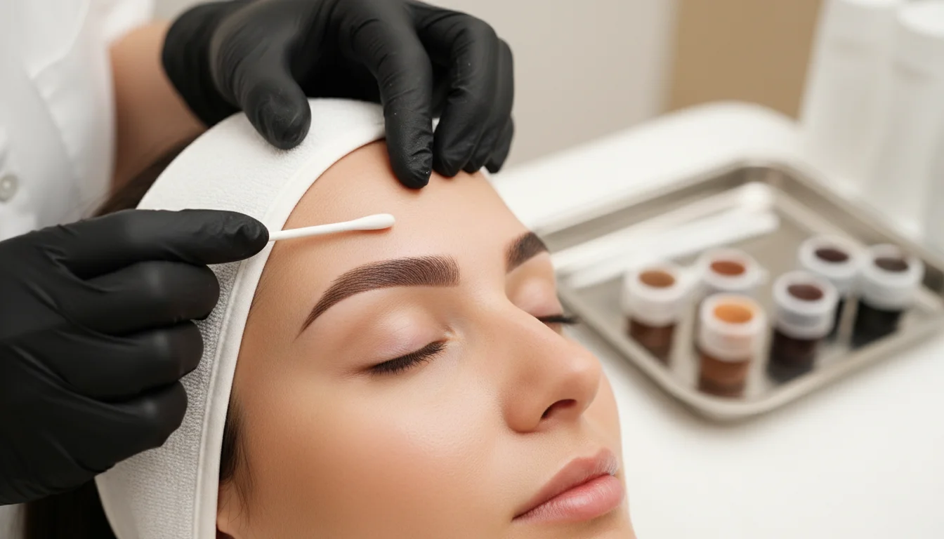 Powder Brows healing process after soft eyebrow pigmentation in Berlin