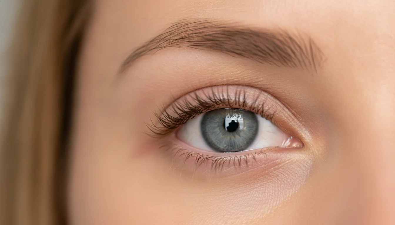 Olga Keller assessing pale gaps before a natural lash-line enhancement in Berlin