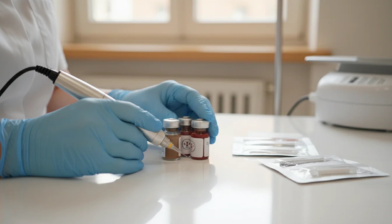 Hypoallergenic pigments and sterile PMU instruments for safe treatments
