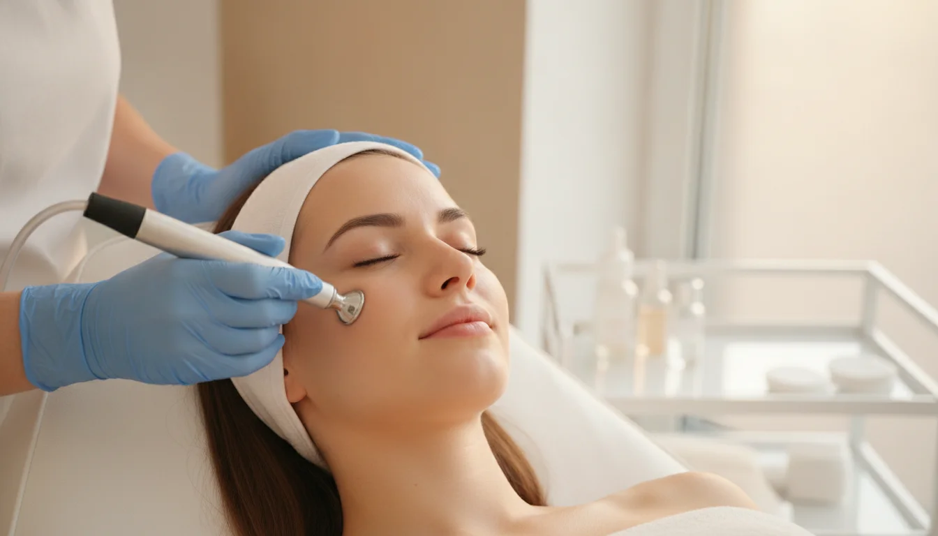 Diamant-Microdermabrasion für strahlende Haut vor einem Event im Kosmetikinstitut Expert in Berlin