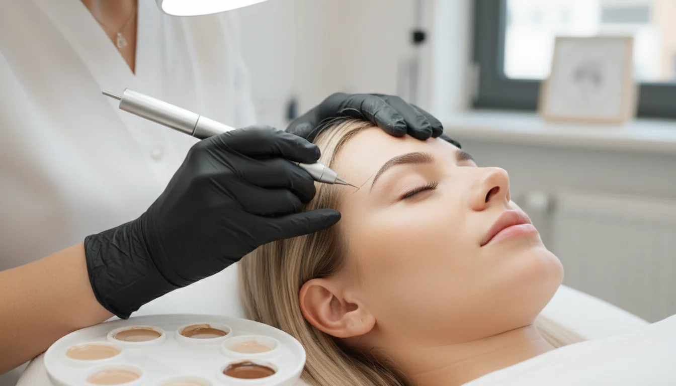 Colour selection for permanent eyebrow make-up on a blonde client