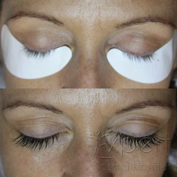 Wimpernverlängerung 2D Volumen – vorher nachher Vergleich